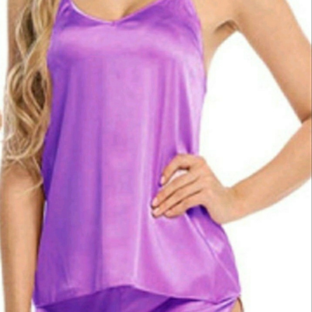 2pc purple silk pajama short set. (free shipping with $25 purchase)